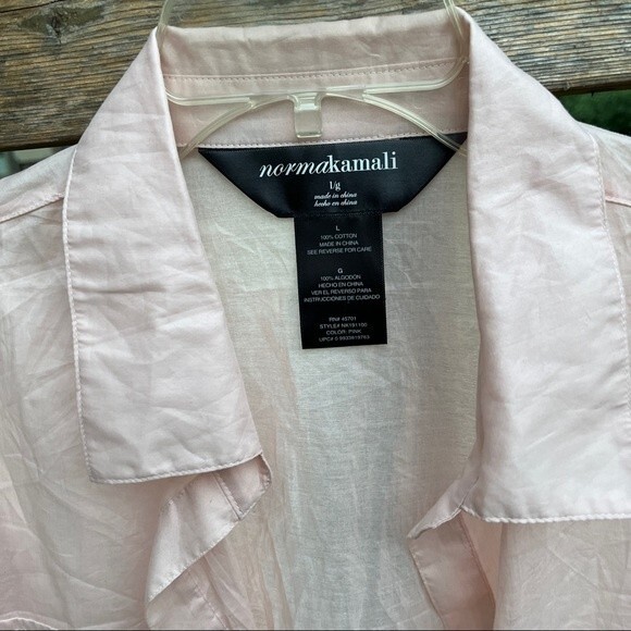 Norma Kamali Slim Fit Rolled Tabs Button Down Shirt in Pink M - Picture 2 of 8